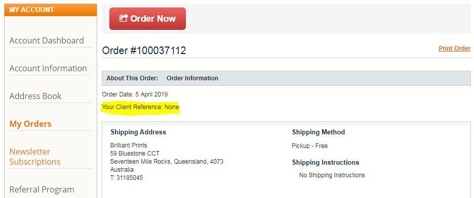 Your Order Reference Customer references on orders