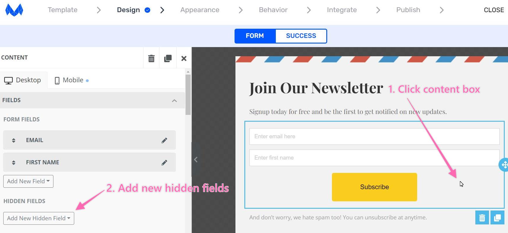Birdsend - Opt-in Form Integration with MailMunch