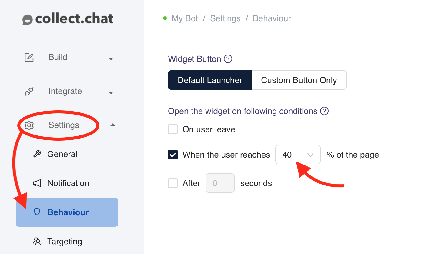 Open the chatbot as the user is scrolling down