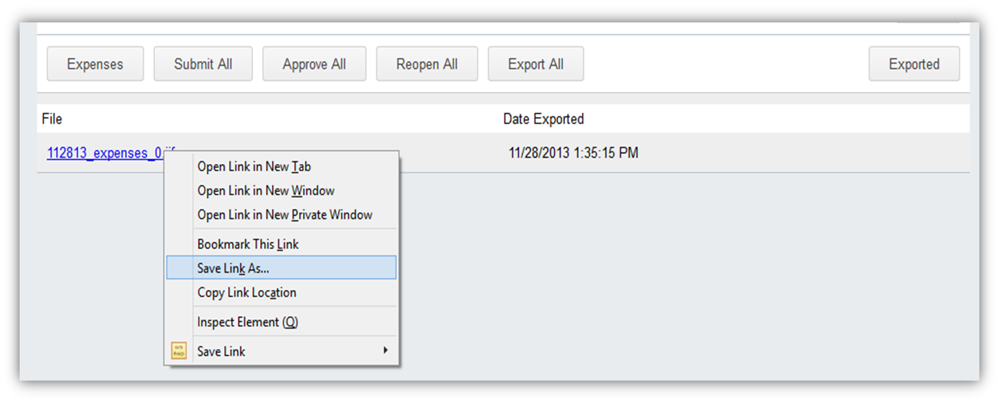 How do I export expense entries?