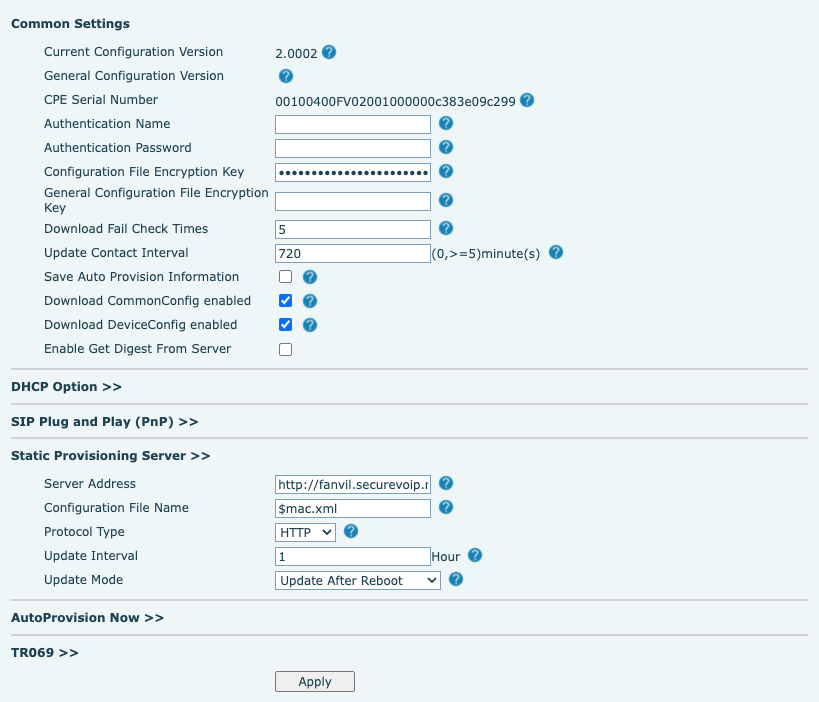 Fanvil Auto Provisioning Guide