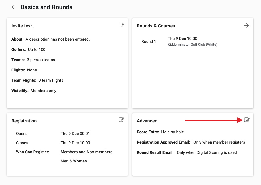 Entering Front 9/Back 9 Scores or 18 hole Scores